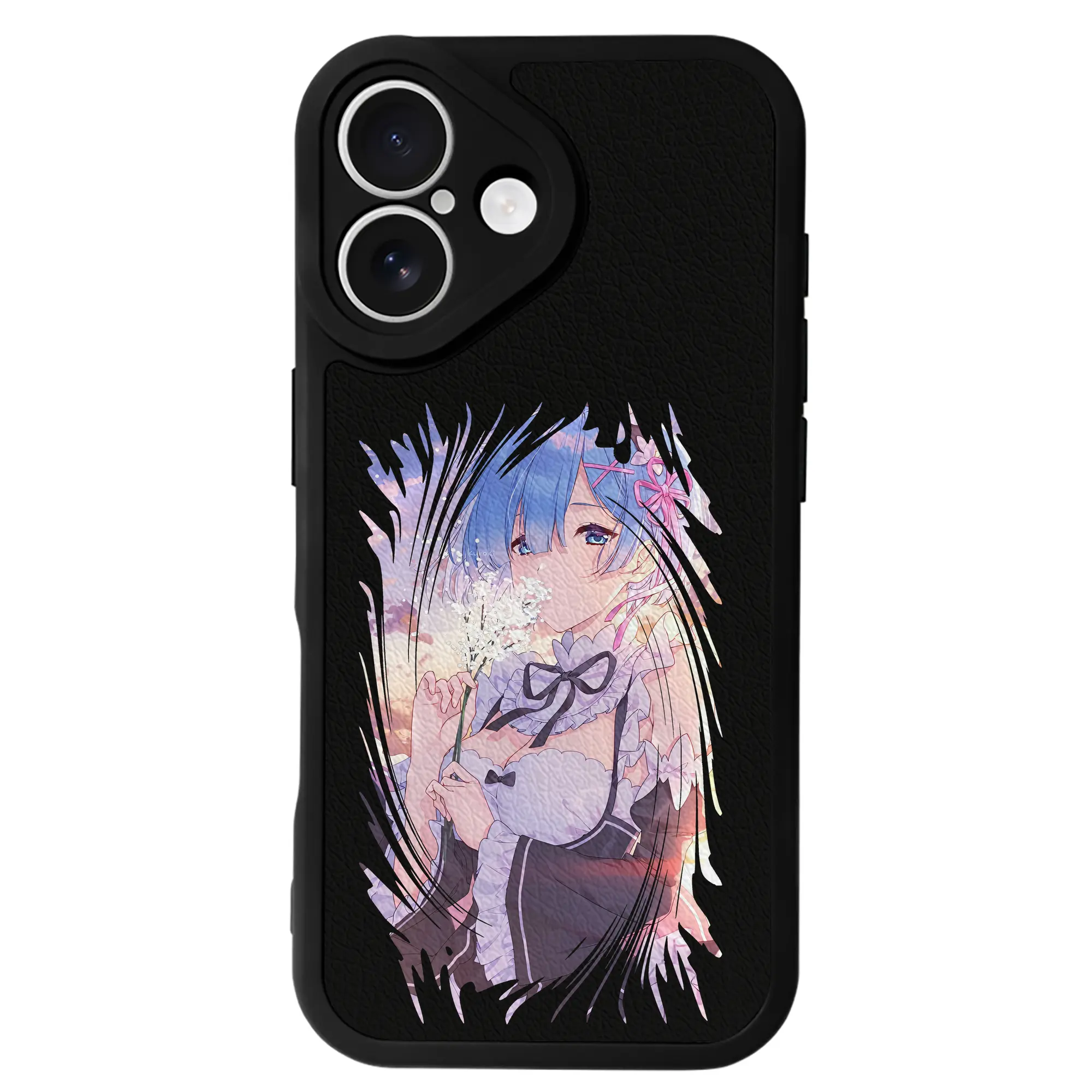 リゼロ グッズ レム - IPhone 16シリーズ対応 ・ シリコンスマホケース ・ レザー調 ・ 高精度フィット ・ 耐衝撃 ・ ワイヤレス充電対応 ・ 精密カット